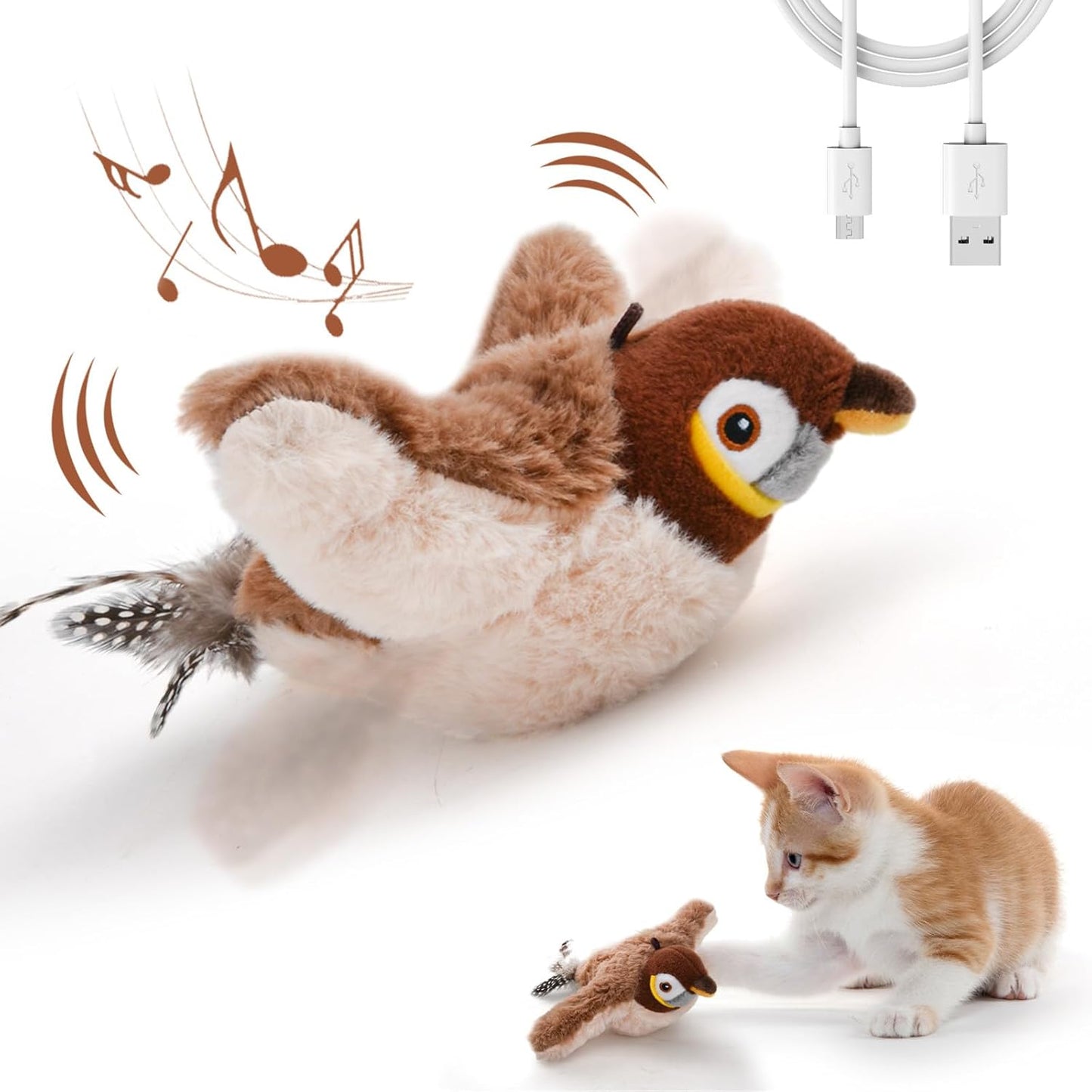 Chirping Plush Cat Play Bird™