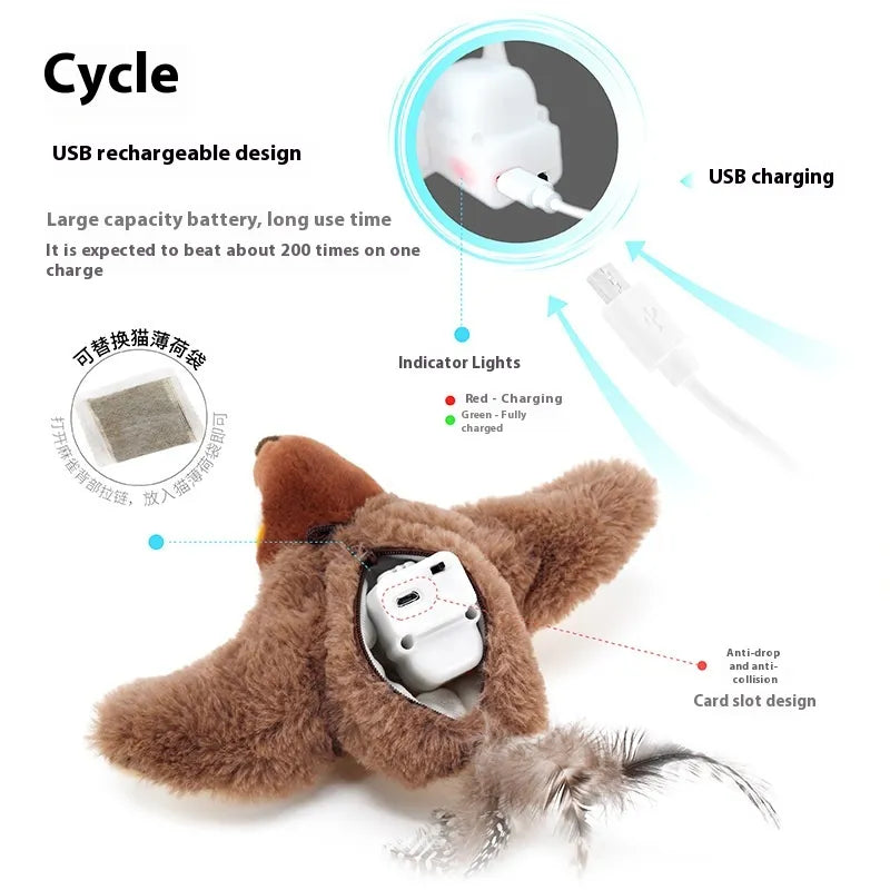 Chirping Plush Cat Play Bird™