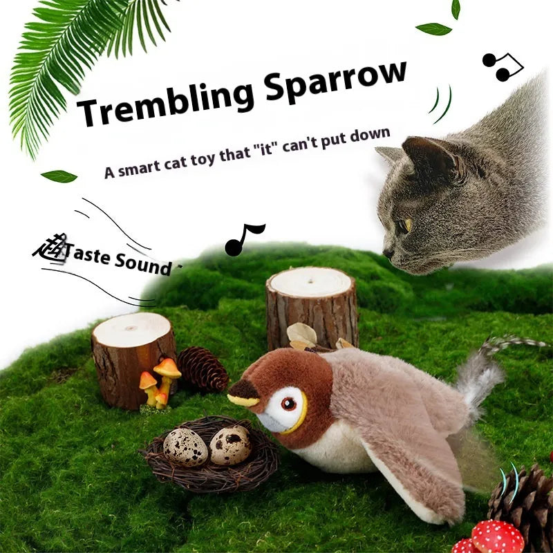 Chirping Plush Cat Play Bird™